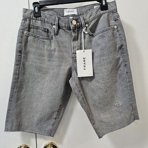 $188 FRAME L'Homme Cut-Off Denim Jean Shorts in Tornado Grey Mens Size 29